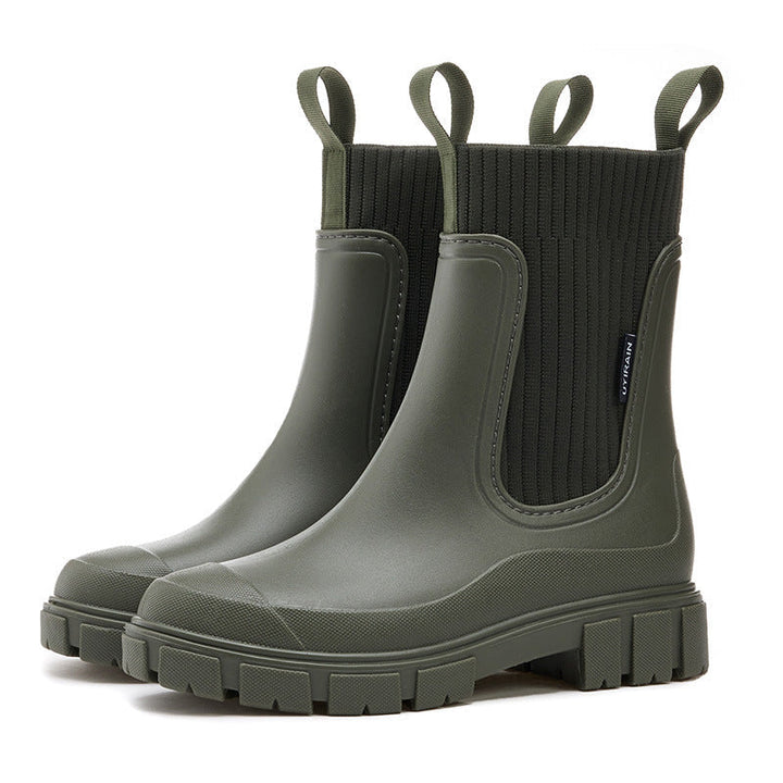 Heather - Botas de lluvia Chelsea impermeables para mujer con suela dentada