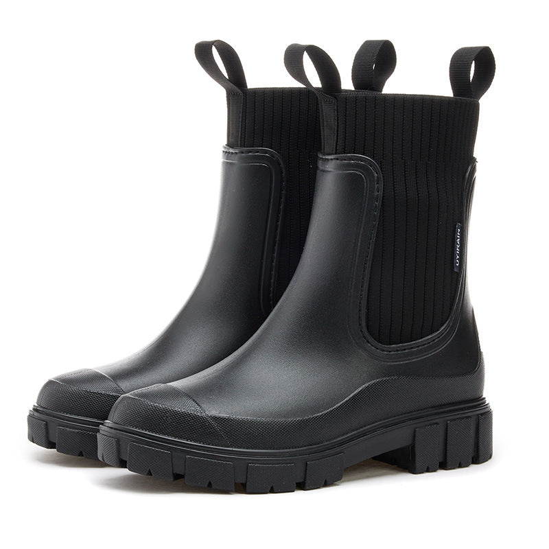 Heather - Botas de lluvia Chelsea impermeables para mujer con suela dentada