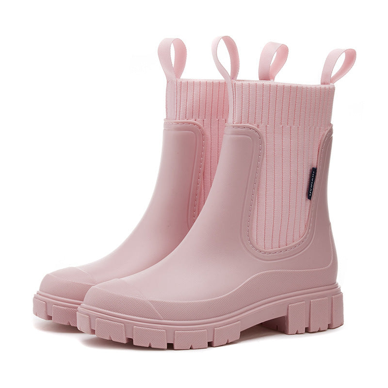 Heather - Botas de lluvia Chelsea impermeables para mujer con suela dentada